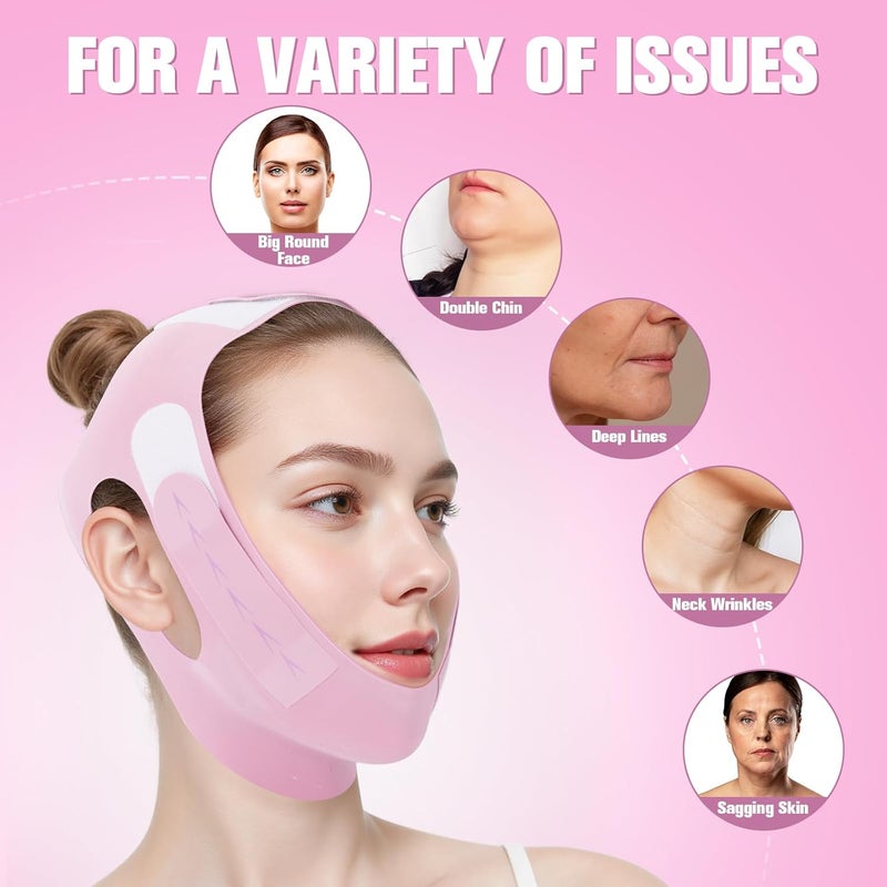 JenChrysm حزام الذقن للنوم - شكل الفك مع تصميم ثلاثي الأبعاد ومواد جرافين، مخفض للذقن المزدوج لمنع الترهل وتشكيل وجه على شكل حرف V - مزيل للذقن المزدوج - هدايا للنساء - Image 4